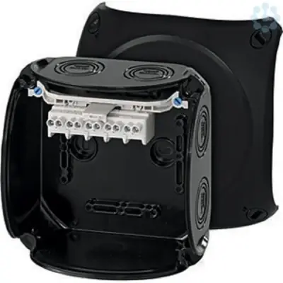 Junction Box Kf 0604 B 130x130x77mm Ip66/67 Black With 5x4mm² Terminal - Hensel