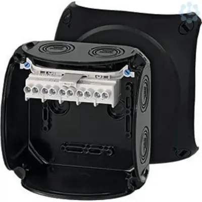 Junction Box Kf 0606 B 130x130x77mm Ip66/67 Black With 5x6mm² Terminal - Hensel