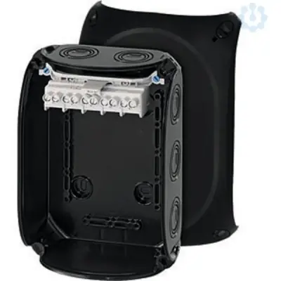 Junction Box Kf 1006 B 180x130x77mm Ip66/67 Black With 5x6mm² Terminal - Hensel