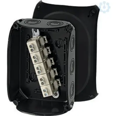 Junction Box Kf 1010 B 180x130x77mm Ip66/67 Black With 5x10mm² Terminal - Hensel