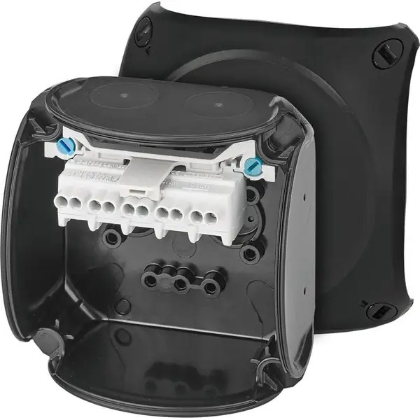 Hensel - Junction box KX 0202 C 93x93x62mm IP66 black halogen free with 5x2,5mm² terminal UV resistant - Hensel