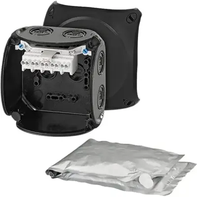 Waterproof Junction Box Wp 0402 B With 5 Pole Terminals 2,5 Mm2, Black Ip68 - Hensel