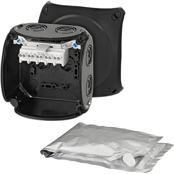 Hensel - Waterproof junction box WP 0402 B with 5 pole terminals 2,5 mm2, black IP68 - Hensel