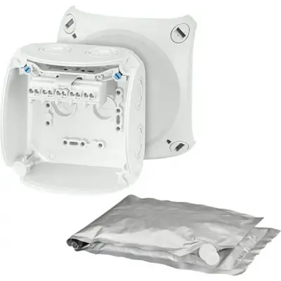 Waterproof Junction Box Wp 0402 G With 5 Pole Terminals 2,5 Mm2, Grey Ip68 - Hensel