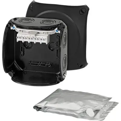 Waterproof Junction Box Wp 0604 B With 5 Pole Terminals 4 Mm2, Black Ip68 - Hensel
