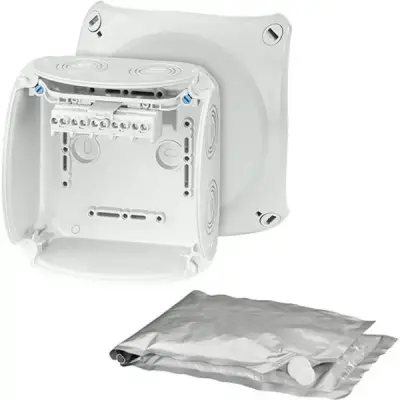 Waterproof Junction Box Wp 0604 G With 5 Pole Terminals 4 Mm2, Grey Ip68 - Hensel