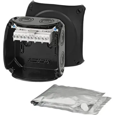 Waterproof Junction Box Wp 0606 B With 5 Pole Terminals 6 Mm2, Black Ip68 - Hensel