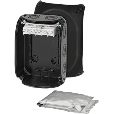Waterproof Junction Box Wp 1006 B With 5 Pole Terminals 6 Mm2, Black Ip68 - Hensel