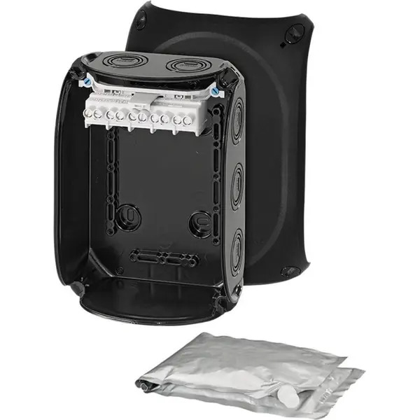 Hensel - Waterproof junction box WP 1006 B with 5 pole terminals 6 mm2, black IP68 - Hensel