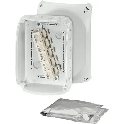 Waterproof Junction Box Wp 1010 G With 5 Pole Terminals 10 Mm2, Grey Ip66 - Hensel