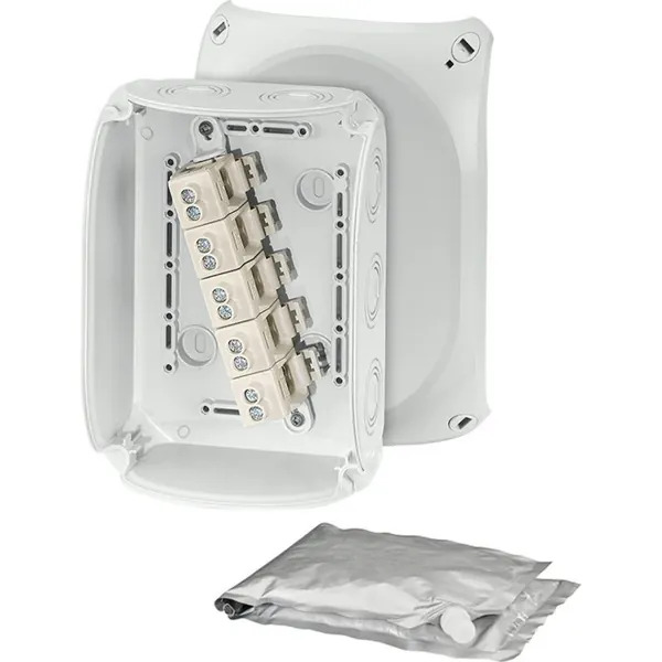 Hensel - Waterproof junction box WP 1010 G with 5 pole terminals 10 mm2, grey IP66 - Hensel