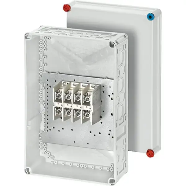 Hensel - Cable junction box K 7042 300x450x170mm with 4-pole terminal 10-95 mm², with lid, grey IP65 - 1