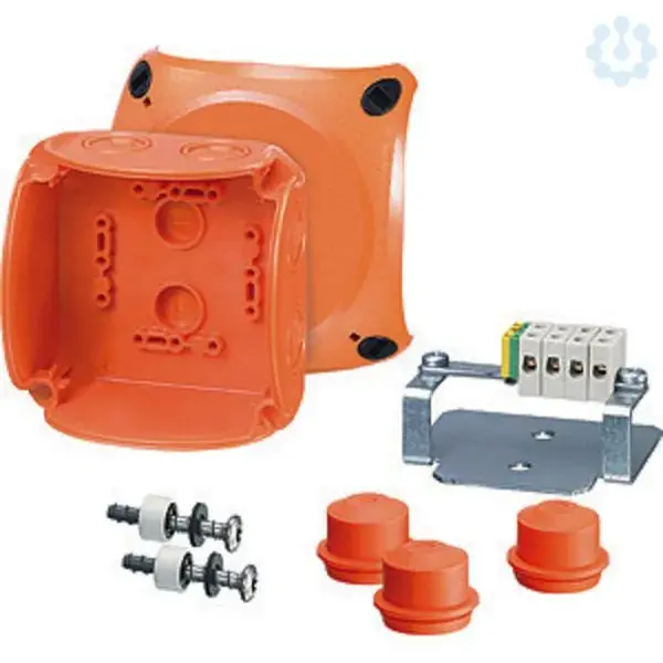 Hensel - Fireproof junction box FK 0402 130x130x77mm E90 IP65/66 orange with terminal - 1