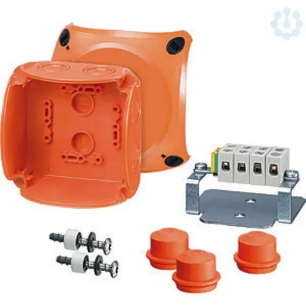 Hensel - Fireproof junction box FK 0404 130x130x77mm E90 IP65/66 orange with terminal - 1