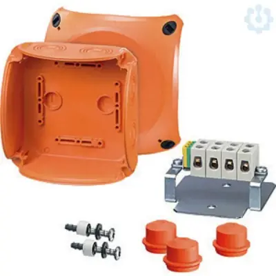Hensel - Fireproof junction box FK 0606 130x130x77mm E90 IP65/66 orange with terminal - 1