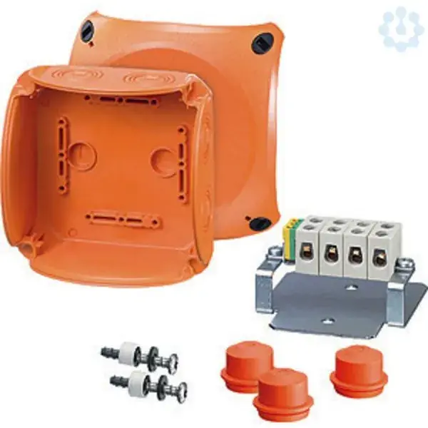 Hensel - Fireproof junction box FK 0606 130x130x77mm E90 IP65/66 orange with terminal - 1