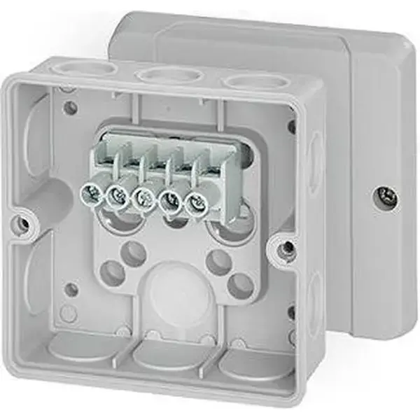 Hensel - Junction box DE 9345 98x98x55mm IP55 grey with 5x4mm² terminal - 1