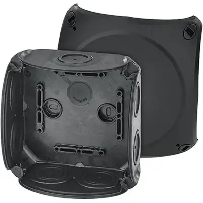Hensel - Junction box DK 0600 B 130x130x77mm without terminals, black IP66 - 1