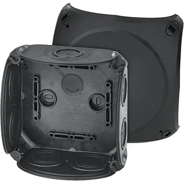 Hensel - Junction box DK 0600 B 130x130x77mm without terminals, black IP66 - 1