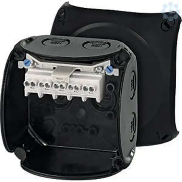 Hensel - Junction box KF 0202 B 93x93x62mm IP66/67 black halogen free with 5x2,5mm² terminal UV resistant - 1