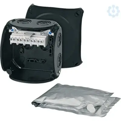 Hensel - Junction box WP 0404 B 104x104x70mm IP66/67 black halogen free with 5x2,5mm² terminal UV resistant - 1