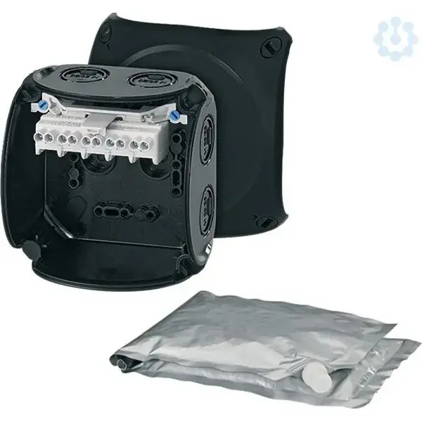 Hensel - Junction box WP 0404 B 104x104x70mm IP66/67 black halogen free with 5x2,5mm² terminal UV resistant - 1