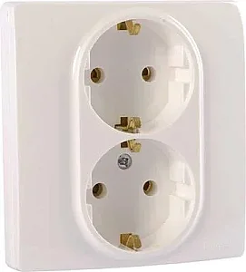 Salbei Series White Double Grounded Socket 230V 16A - LEGRAND