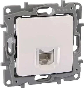 Salbei Series White 1-Gang Outlet RJ11 Telephone Socket - LEGRAND