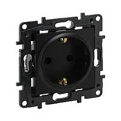 Raventi Child-Protected Grounded Socket Outlet, Black - LEGRAND