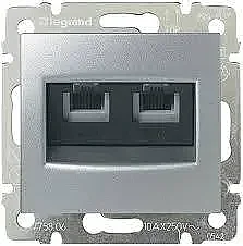 Valena Telephone Socket RJ11 4 Contacts - 2 Outputs Aluminum. - LEGRAND
