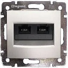 Valena Cat5e Data Socket RJ45 UTP - 2 Outlets Aluminum - LEGRAND