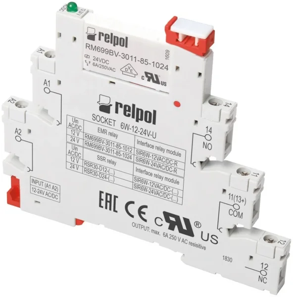 Relpol SIR6W-220-240VAC/DC-R Slim Interface Relay 220-240VAC/DC - 1