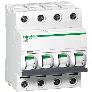 Acti9 iC60H Miniature Circuit Breaker, 4P, 63A, C Curve - Schneider Electric