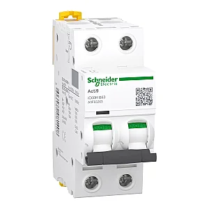 Acti9 iC60H Miniature Circuit Breaker, 2P, 63A, B Curve - Schneider Electric