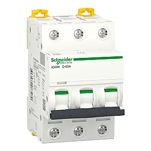 Acti9 iC60H Miniature Circuit Breaker, 3P, 63A, D Curve - Schneider Electric