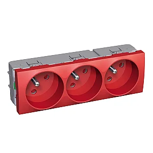 Altira Triple UPS Socket, 45x45, Red - Schneider Electric