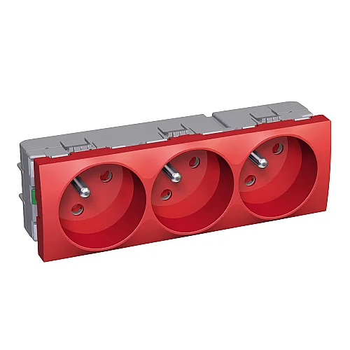 Altira Triple UPS Socket, 45x45, Red - 1