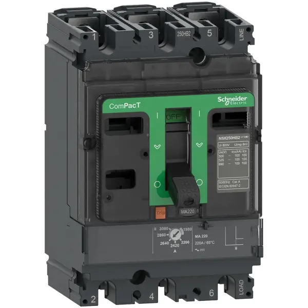 Schneider Electric - C25F3MA220 - NSX250F 36kA AC 3P3D 220A MA - 1