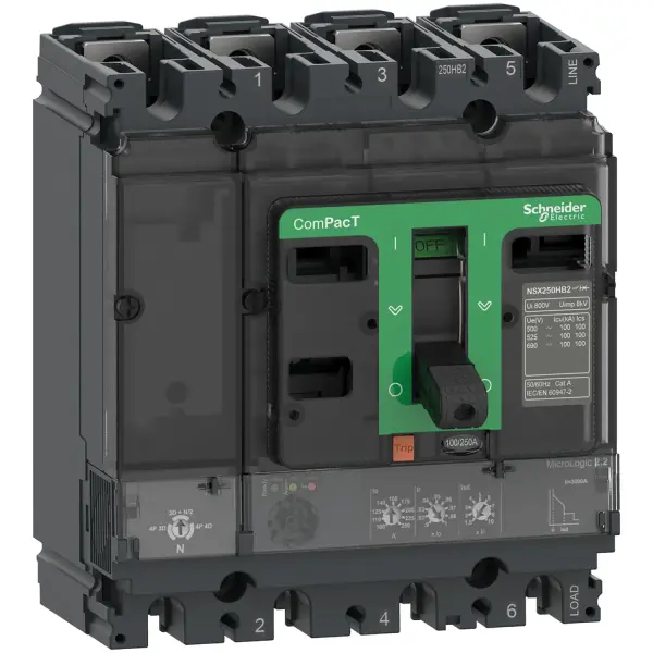 Schneider Electric - C25F42D250 - NSX250F 36kA AC 4P4D 250A 2.2 - 1