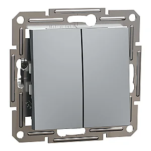 Asfora Double 2 - Way Switch Steel - EPH0600162 - Schneider Electric