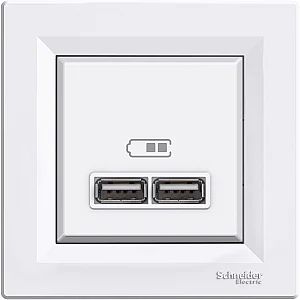 Asfora Double USB Type - A 2.1 A White - EPH2700221 - Schneider Electric