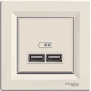 Asfora Double USB Type - A 2.1 A Cream - EPH2700223 - Schneider Electric