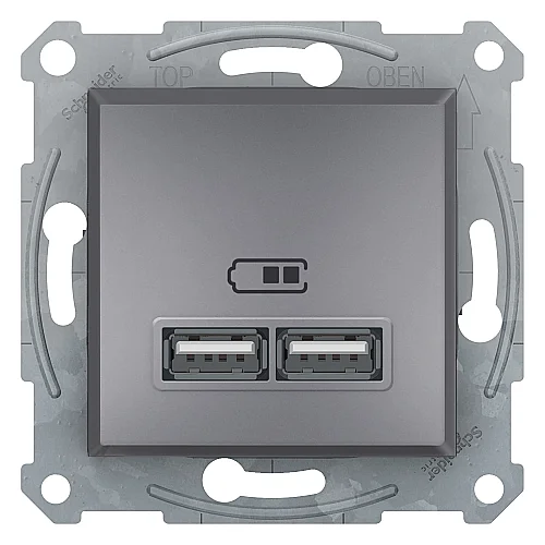 Asfora Double USB Type - A 2.1 A Steel - EPH2700262 - 1