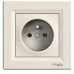 Asfora Pin - Earth Socket Outlet Cream - EPH2800123 - Schneider Electric