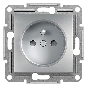 Asfora Pin - Earth Socket Out. with Shtr Aluminium - EPH2800261 - Schneider Electric