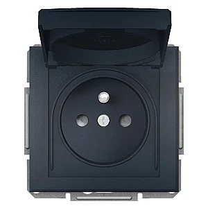 Asfora Pin - E. Socket Out.Ip44W/Shtr Anth - EPH2800671 - Schneider Electric