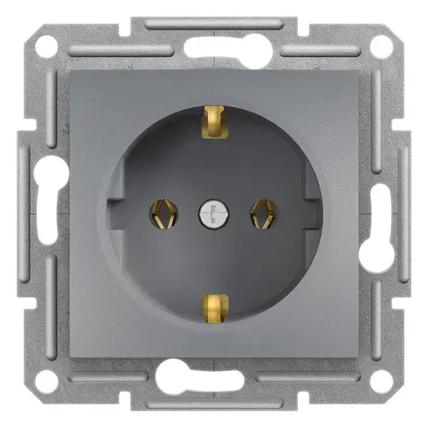 Schneider Electric - EPH2900162 - Asfora Side-earth Socket Outlet Steel - 1