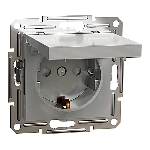 Asfora Side - E. Socket Out. with Lid Aluminium - EPH3100161 - Schneider Electric