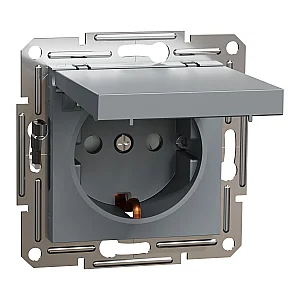 Asfora Side - E. Socket Out. with Lid Steel - EPH3100162 - Schneider Electric