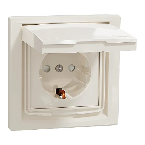 Asfora Side - E. Socket Out.Ip44W/Shtr Cream - EPH3100323 - 1